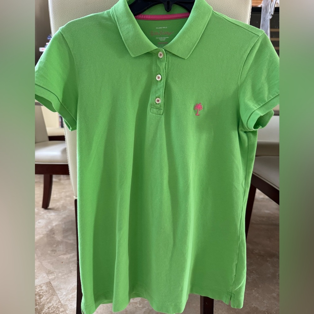 Lilly Pulitzer Vibrant Green Polo with Pink Accents